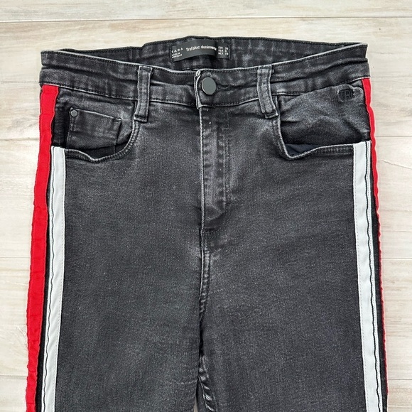 Zara Black Skinny Jeans with Tuxedo Stripes - Picture 2 of 6